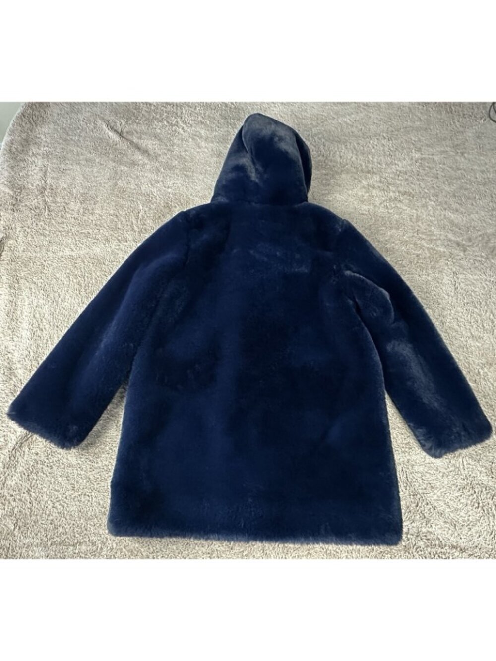 APPARIS Goldie Navy Blue Faux Fur Hooded Coat Jacket Size S Small Plush Winter - Picture 14 of 14